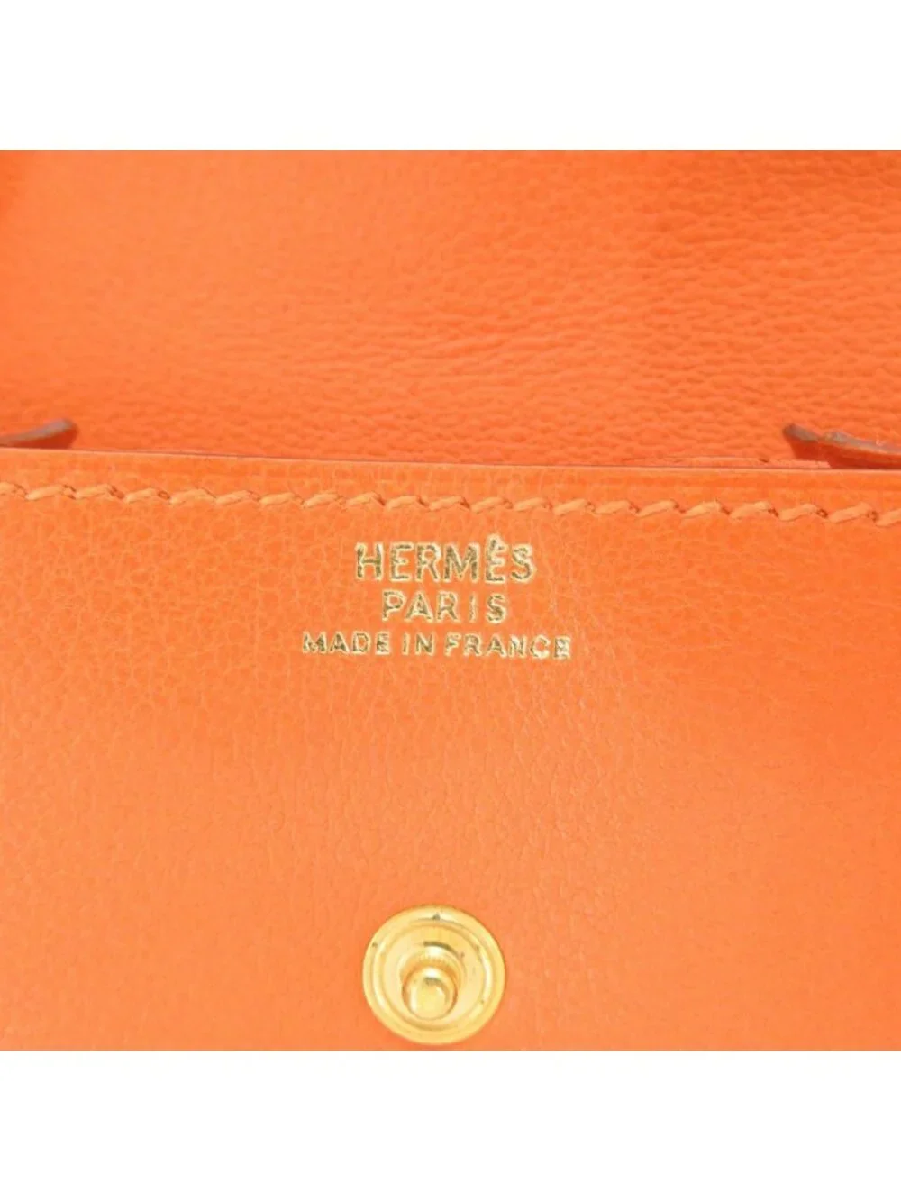 Hermes Levain Quatre Vo Garibaldi Orange Gold Coin Case